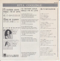 Rita Coolidge – Id Rather Leave While Im In Love...